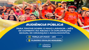 Câmara realizará audiência pública sobre o Maio Laranja